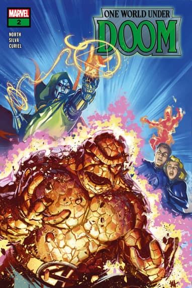 Доктор Doom разрушает вещь в предварительном просмотре New Marvel