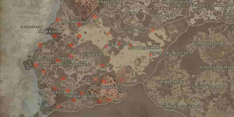 Diablo 4: Расположение алтарей Лилит в Кеджистане