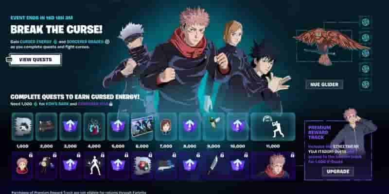 Fortnite x Jujutsu Kaisen: Break The Curse Quests & Rewards