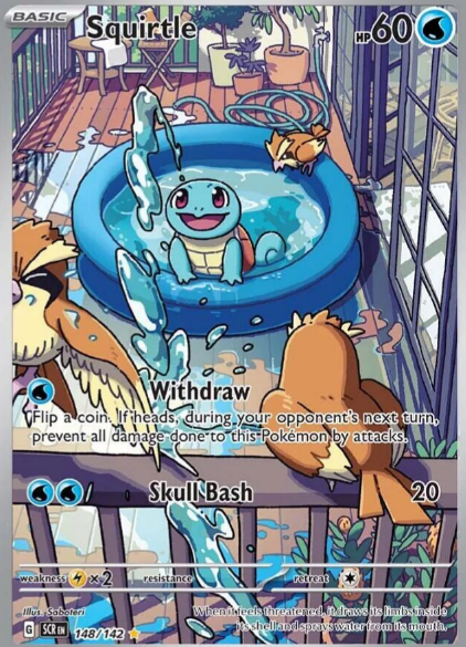  pok & eacut > </p>
<p> Изображение через компанию Pokemon Trading Card Game </p>
<p> Squirtle &# одна из самых симпатичных карт для выпуска во время <em> Scarlet & amp; Вайолет </em>ERA, и ее взаимодействие с множеством Pidgeys в его искусстве абсолютно восхитительны. К сожалению, как и во многих других маленьких базовых покемонах, эта карта в настоящее время не имеет дома ни в одной колоде, и она лучше всего подается как переплет. Хотя это может быть не вечно, фанаты рады, по крайней мере, иметь эту карту в качестве прекрасной выдающейся выдающейся из «Звездной короны», которая продолжала расти в цене с момента первоначального выпуска сета. </P> <таблица границы = 