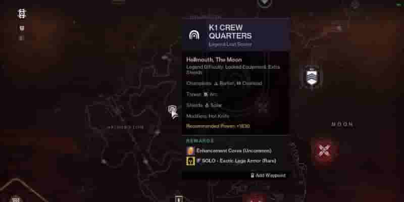 Destiny 2: Кварталы экипажа К1 Легенда: гайд по затерянному сектору