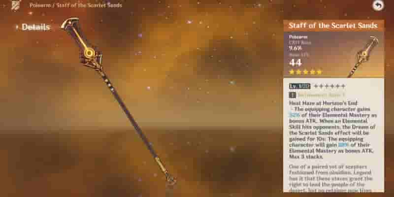 Genshin Impact: Гайд по оружию Staff Of The Scarlet Sands