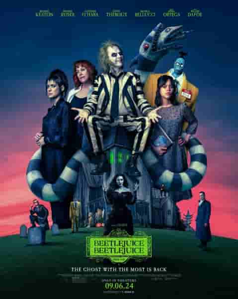 Beetlejuice 2 воссоздает оригинал Постер фильма с новыми и возвращающимися персонажами