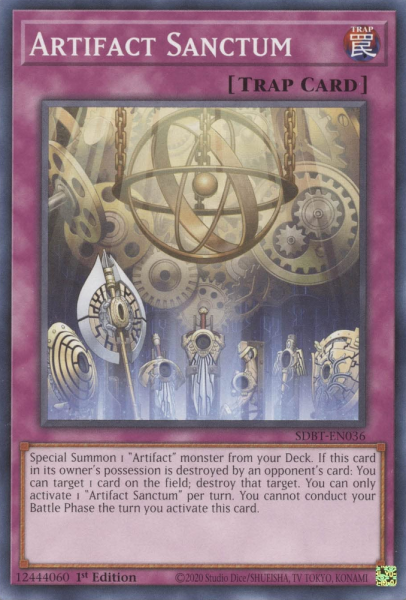  Yu-Gi-Oh!: 10 Лучшие ловушки для поиска с помощью Trap Trick » />  Изображение через Konami </p>
<p> ​​Artifact Sanctum, возможно, является наиболее полезной картой в специальной колоде артефакта (поскольку Scythe Artifact все еще запрещена). Это <strong> ставит любой артефакт на доске бесплатно, </strong>Таким образом, позволяя их эффектам активировать, если они используются во время очереди противника. Тот же пункт о боевой фазе из тяжелых штормовых тусовщиков применяется к этой карте, которая не имеет смысла. </P> <таблица границы = 